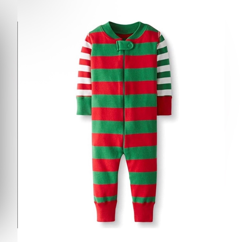 Hanna Andersson Red and Green Baby Striped Zip Sleeper size 9-12 Months